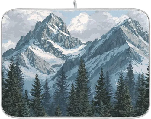 Vista 60 de Tapete de secado de platos para encimera de cocina, tapete de secado de platos, tapete escurridor de platos, almohadilla de microfibra absorbente