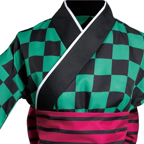 Vista 5 de Kimono de anime japonés Tanjiro Cosplay para mujer disfraz de Halloween con pendientes