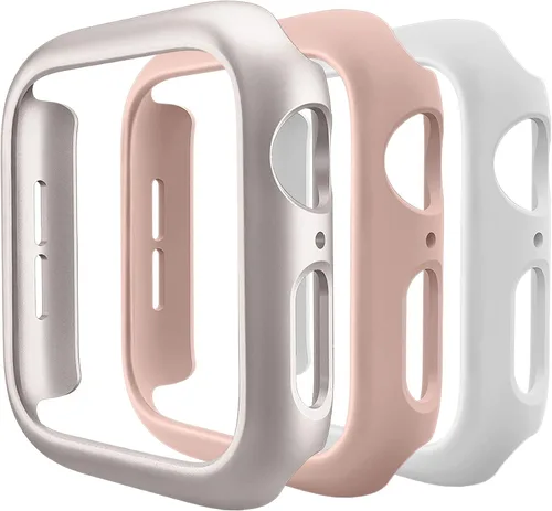 Vista 12 de Paquete de 3 fundas compatibles con Apple Watch de 1.575 pulgadas Series 6/5/4/SE, carcasa rígida de PC parachoques marco