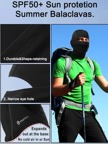 Vista 3 de Pasamontañas, secado rápido, secado rápido, suave, elástico, tela CoolMax de EE. UU., diseñada para deportes, protección contra el polvo solar UPF50
