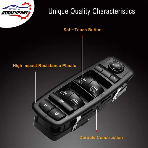 Vista 6 de Interruptor maestro de ventana eléctrica 3 pines + 9 pines requiere verificación Reemplazo para Dodge Ram 2012 – 2017, Grand Caravan, Chrysler