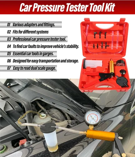 Vista 4 de ESEWALAS Kit de purga de frenos, kit de bomba de vacío de purga de frenos con adaptadores, accesorios de automóvil, kit de purga de líquido