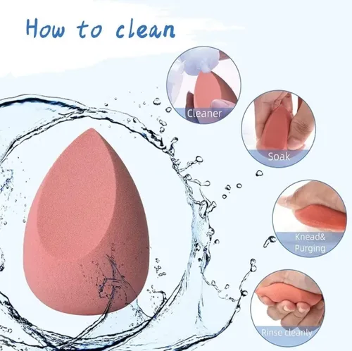 Vista 8 de 4 Piece Set OmbreSolid Color Beauty Blender Egg For Liquid & Powder Foundation, Setting Powders For a Flawless Finish WetDry With Storage Box &