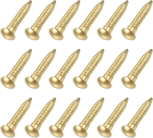 METALLIXITY Uñas pequeñas (0.047 x 0.315 pulgadas), 200 unidades, uñas pequeñas de latón, para carpintería doméstica, tono latón