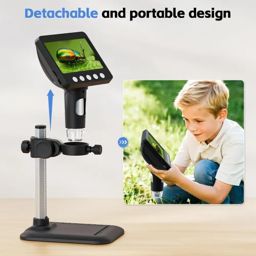 Vista 7 de Microscopio digital de 4.3 pulgadas para adultos, microscopio de moneda SKYEAR 1000X con 8 luces de relleno LED ajustables, microscopio USB