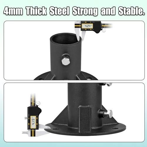 Vista 4 de Insaga Poste de valla de enlace de cadena de 2 pulgadas, brida de piso, piezas de valla de eslabones de cadena resistentes, soportes de poste