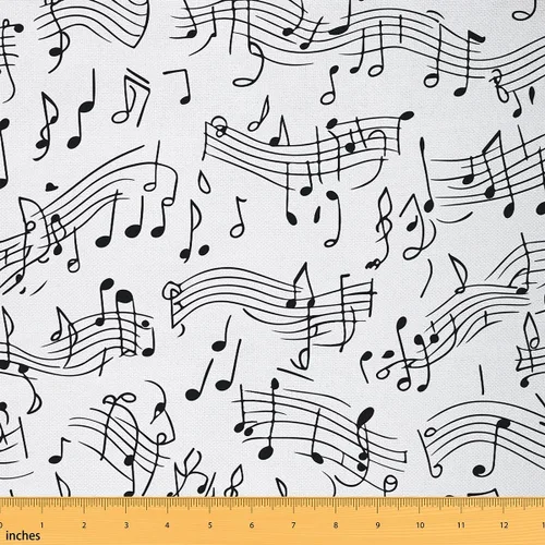 Feelyou The Yard - Tela musical para tapicería, diseño de hojas musicales para sillas, notas temáticas musicales, melodía, ritmo, decorativo, Multi