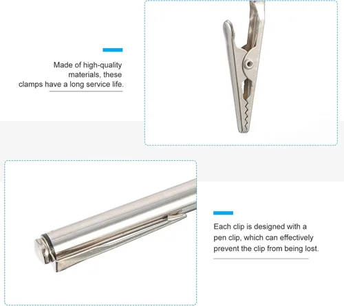 Vista 3 de DOITOOL Pinzas de cocodrilo de acero inoxidable, pinzas telescópicas de cocodrilo, abrazaderas de cocodrilo de alambre de metal, abrazaderas