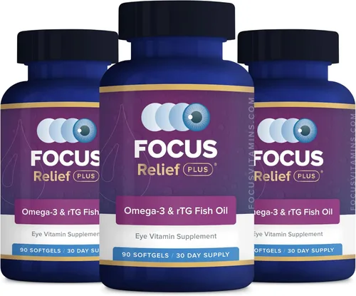 Vista 8 de Focus Relief Plus Fórmula para ojos secos (90 unidades de suministro para 30 días) Omega 3 Supplemen para ojos secos - Suplemento de alivio de ojos