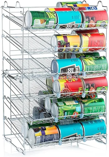 Vista 3 de Sagler Stackable Pantry Can Organizer - 3-Tier Soda Can Organizer - Multifunctional Chrome-Finish Can Rack Organizer for Up to 36 Cans - For Pantry