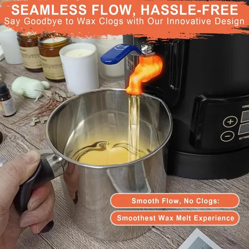Vista 5 de Leerie Derretidor de cera digital de 12 libras para hacer velas, olla de fusión de cera de vela D6 con control preciso de temperatura y núcleo