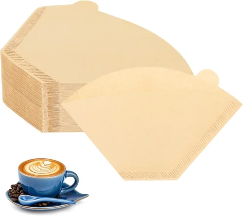 Vista 8 de 2 filtros de café, 100 unidades desechables #2 filtro de café natural sin blanquear, 2 papel de cono para verter sobre cafeteras y conos de goteo
