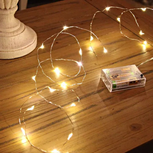 Vista 8 de Ariceleo Mini guirnalda de luces de Halloween que funcionan con pilas, 1 paquete de luces nocturnas de alambre de cobre, 3 luces AAA para Naranja