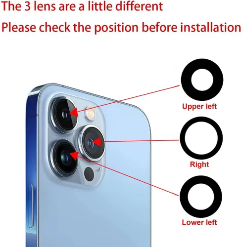 Vista 5 de Reemplazo de lente de cristal de cámara trasera OEM para iPhone 13 Pro y iPhone 13 Pro Max con adhesivo preinstalado y kit de herramientas