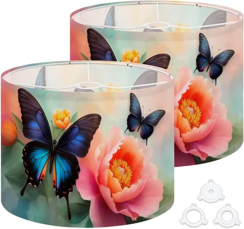 Vista 14 de Lamp shades for Table Lamps Boho Abstract Terracotta Orange Texture Foliage Light Shade Subtle Medium Drum Lamp Shades 13''W x 10''H Replacement