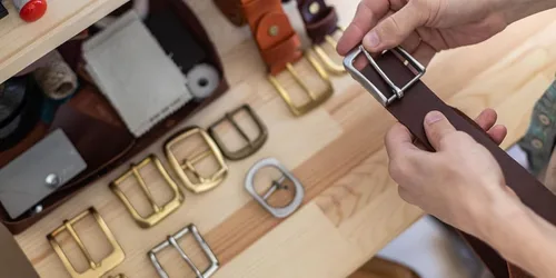 Vista 5 de CRAFTMEMORE 1pc 1.5 pulgadas hebilla de cinturón de una sola punta hebilla de centro cuadrado hebillas de cuero artesanía accesorios SC711