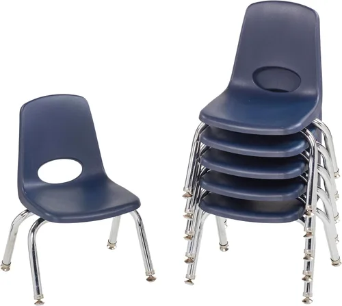 Vista 39 de Factory Direct Partners 10356-PU - Silla escolar apilable de 10 pulgadas, asiento apilable para estudiantes con patas de acero cromado y rodamientos