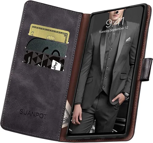 Vista 5 de SUANPOT Funda de piel tipo cartera para Samsung Galaxy Note 20 Ultra 5G de 6.9 pulgadas con bloqueo RFID, tarjetero para tarjetas de crédito, funda
