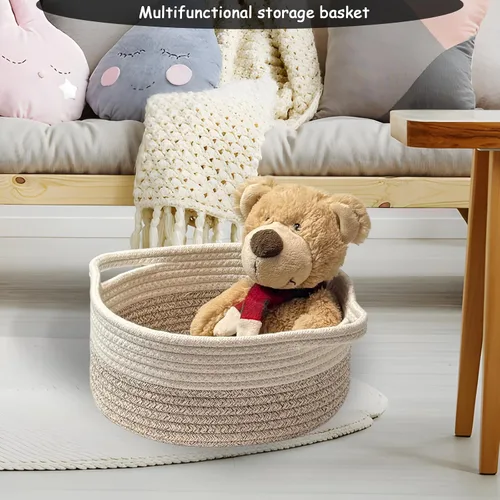Vista 5 de COMFY-HOMI - Cesta de lavandería XXL grande con asas, cesta de manta, cesta decorativa de cuerda de algodón para la sala de estar, cesta de Bule
