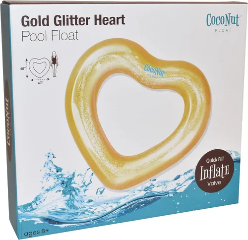 Vista 7 de CocoNut Float Glitter Heart Pool Floats – Inflatable Pool Rings – Durable Long Lasting Lounge Tubes and Water Toys – Fun Decoration for Parties