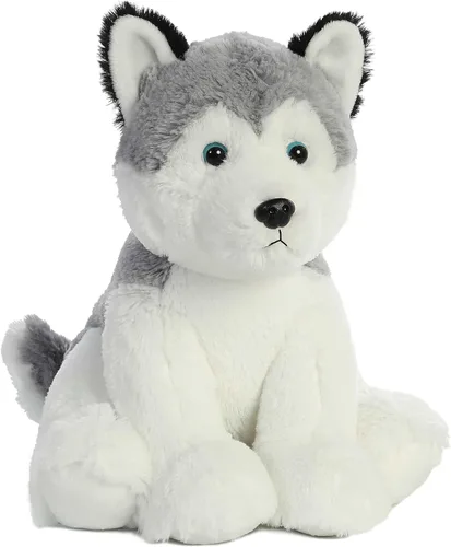 Vista 2 de Aurora® Peluche de husky de peluche, comodidad acogedora, acurrucarse sin fin, color gris, 14 pulgadas