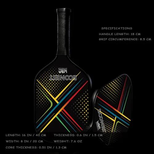 Vista 5 de Juego de 2 palas de pickleball con 4 bolas – Cara de fibra de vidrio de alto rendimiento para precisión, agarre cómodo y fácil control – Ideal