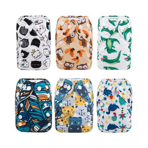 ALVABABY Pañales de tela para recién nacidos, pañales de tela reutilizables para prematuros, 6 fundas de pañales con 12 insertos de pañales para