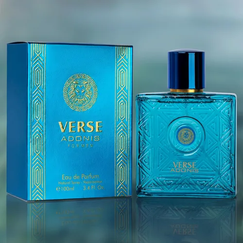 Vista 5 de NovoGlow Verse Adonis Eau De Parfum para hombres 3.4 fl. oz. 100ml Perfum Masculino Combinación refrescante de aromas amaderados, florales
