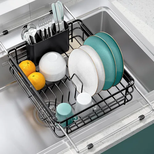 Estante de secado de platos sobre el fregadero, estantes de secado de platos en el fregadero, estante de secado de platos expandible sobre el