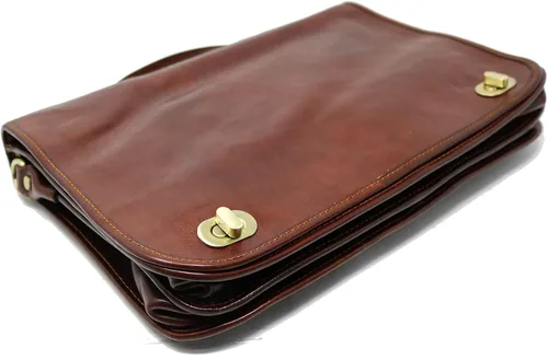 Vista 7 de Floto Roma - Maletín bandolera de cuero, Vecchio marrón