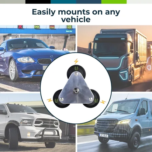 Vista 4 de Bolton Technical Soporte de antena Tri-Mag Montaje de antena roscada de 3/8" x 24 Imanes de cerámica de 8 polos de 4" con almohadillas de goma..