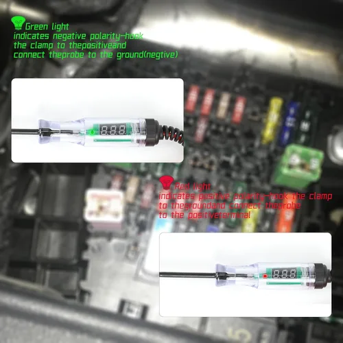 Vista 2 de Luz de prueba automotriz DC 3-48V Digital LED Car Circuit Tester Light, probador de voltaje bidireccional automático con voltímetro con sonda