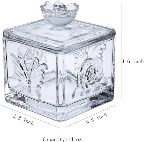 Vista 2 de Gaolinci Roses & Butterflies - Tarro de cristal para dulces, vitrales con tapa