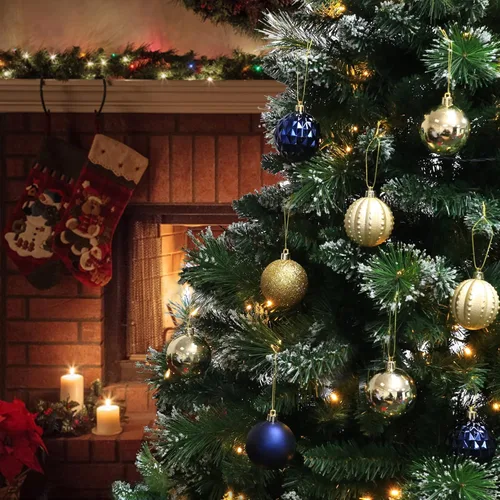 Vista 2 de 45 piezas de bolas de Navidad con brillantina de 6 cm / 2.36 pulgadas, juego de adornos para árbol de Navidad, adornos de Navidad irrompibles