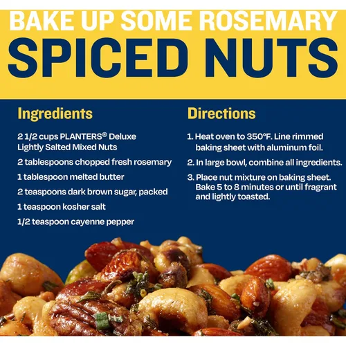 Vista 5 de PLANTERS Deluxe - Mezcla de frutos secos ligeramente salados, reducidos en sodio, 15.25 onzas, recipiente resellable: con anacardos, almendras