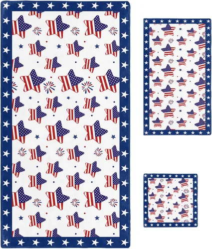 Stars Stripes Flag Bath Towels for Bathroom Set - Luxury Microfiber Towels Gifts for Women,Quick Dry Beach Kitchen Hand Hair Face Yoga Workout Gym