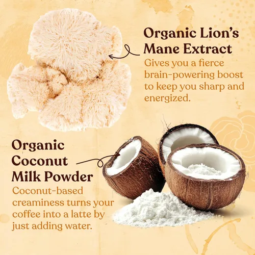 Vista 6 de Four Sigmatic Café con leche de hongos Mocha Focus Latte instantáneo orgánico a base de plantas con hongo de melena de león para concentración