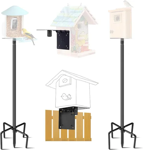 Vista 7 de Kit de poste de comedero de pájaros con 5 puntas para casa de pájaros al aire libre y comedero inteligente para pájaros (sin casa de pájaros)