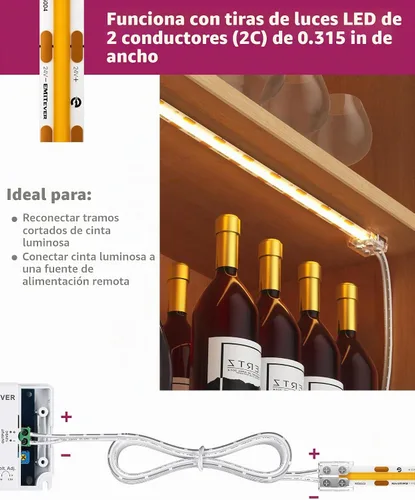 Vista 3 de EMITEVER Paquete de 2 conectores de tira LED, extensión sin soldadura de 2