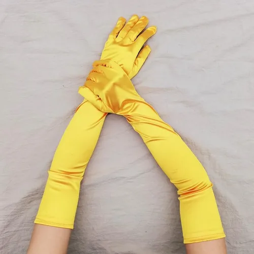 Vista 3 de Elbow gloves women Long Opera Party 1920s Satin Gloves Stretchy Adult Size Elbow Length