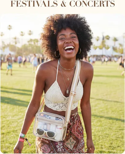 Vista 8 de Missnine Bolsa transparente para eventos de estadio, bolsa transparente acolchada para mujeres aprobada para estadio, bolsa cruzada de PVC