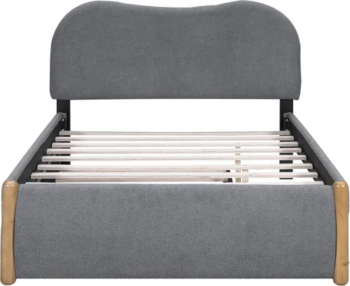 Vista 65 de SOFTSEA Cama de plataforma tapizada tamaño Queen con cajón de almacenamiento, marco de cama tapizado con cabecera con respaldo de alas, soporte