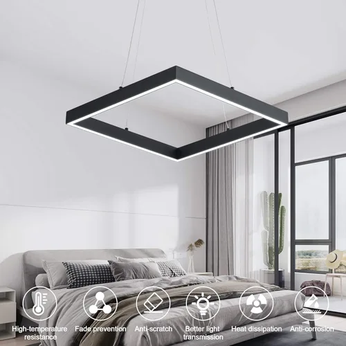 Vista 6 de Lámpara Colgante LED Moderna Cuadrada Candelabro LED 1 Anillo Accesorio de Iluminación Colgante de Acrílico para Dormitorio Sala de Estar Comedor