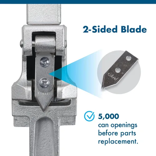 Vista 3 de EDLUND Abrelatas manual n.º 1: abrelatas comercial estándar con hoja de 2 lados, resistente, fabricado en Estados Unidos, con base chapada