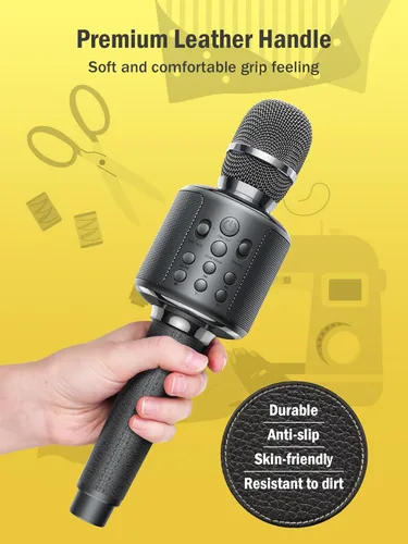 Vista 7 de Micrófono inalámbrico Bluetooth para karaoke, altavoz fuerte integrado para reproducción de 10 horas, modo de reverberación/dúo/monitoreo