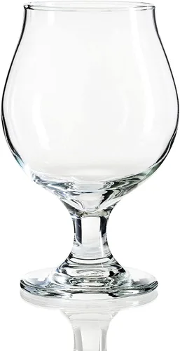 Vista 4 de Vaso de cerveza estilo belga tulipán con tallo – Vasos de cerveza Lambic de 16 oz – Juego de 4 con posavasos