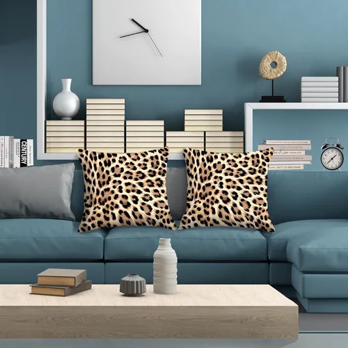 Vista 7 de HOSTECCO Juego de 2 fundas de almohada con estampado de leopardo de 18 x 18 pulgadas, fundas de almohada decorativas de terciopelo con estampado