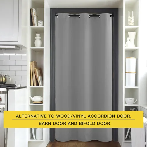 Vista 18 de NICETOWN - Divisor de habitación, cortina opaca divisora de habitación con función de aislamiento térmico, panel para puerta corredera o patio