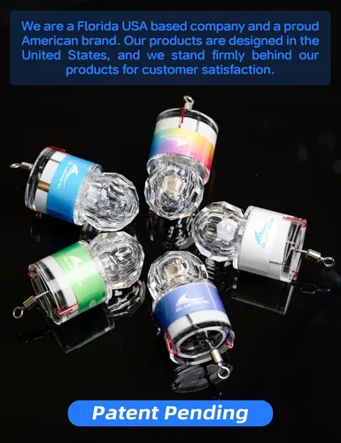 Vista 6 de BLUEWING Luces LED de pesca de diamante, luces de caída profunda, intermitente subacuático, activación de agua, señuelos de pesca con iluminación