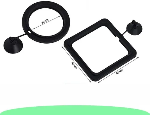 Vista 2 de Juego de 2 anillos de alimentación para peces, alimentador de alimentos para peces + tira de termómetro, decoración de tanques, accesorios de tanque